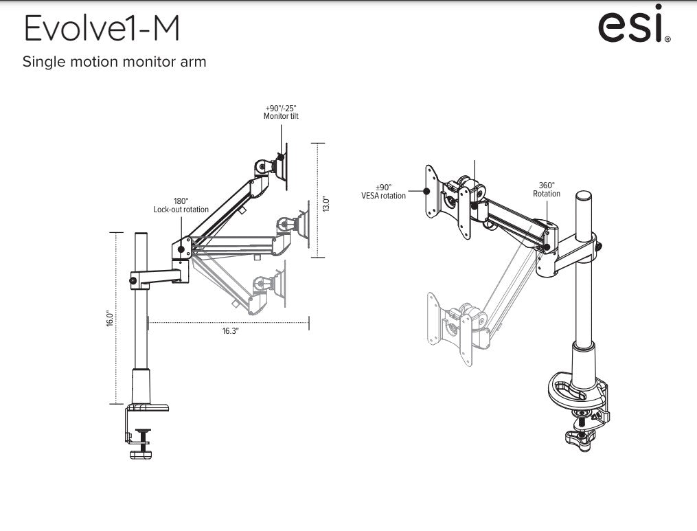 Evolve Pole-Mounted Motion Monitor Arm Series