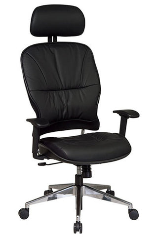 Space Leather Managers Chair w/2-Way Adjustable Headrest